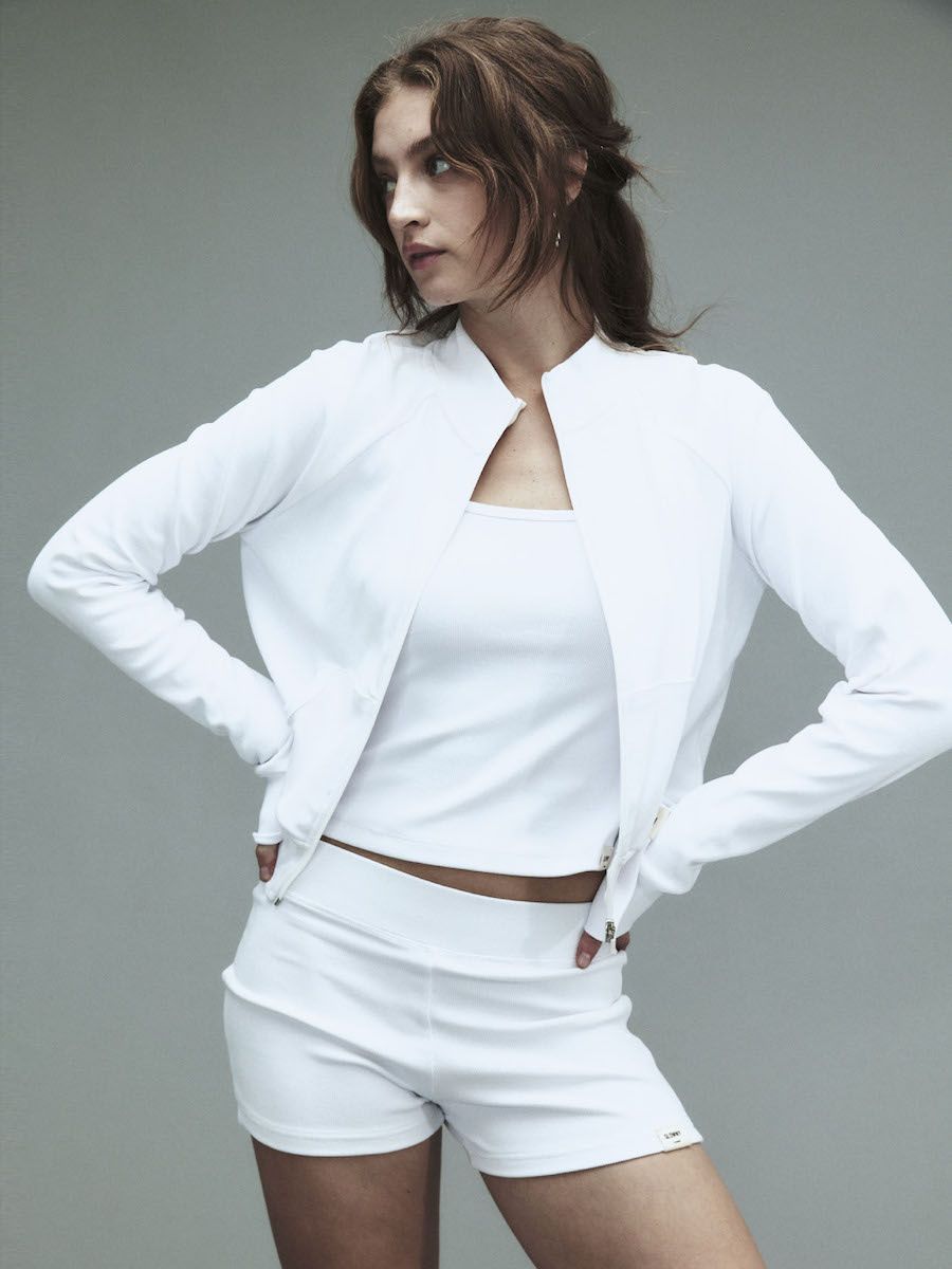 MUSINSA公式 | GLOWNY G CLASSIC RIB TRACK ZIP-UP (WHITE)