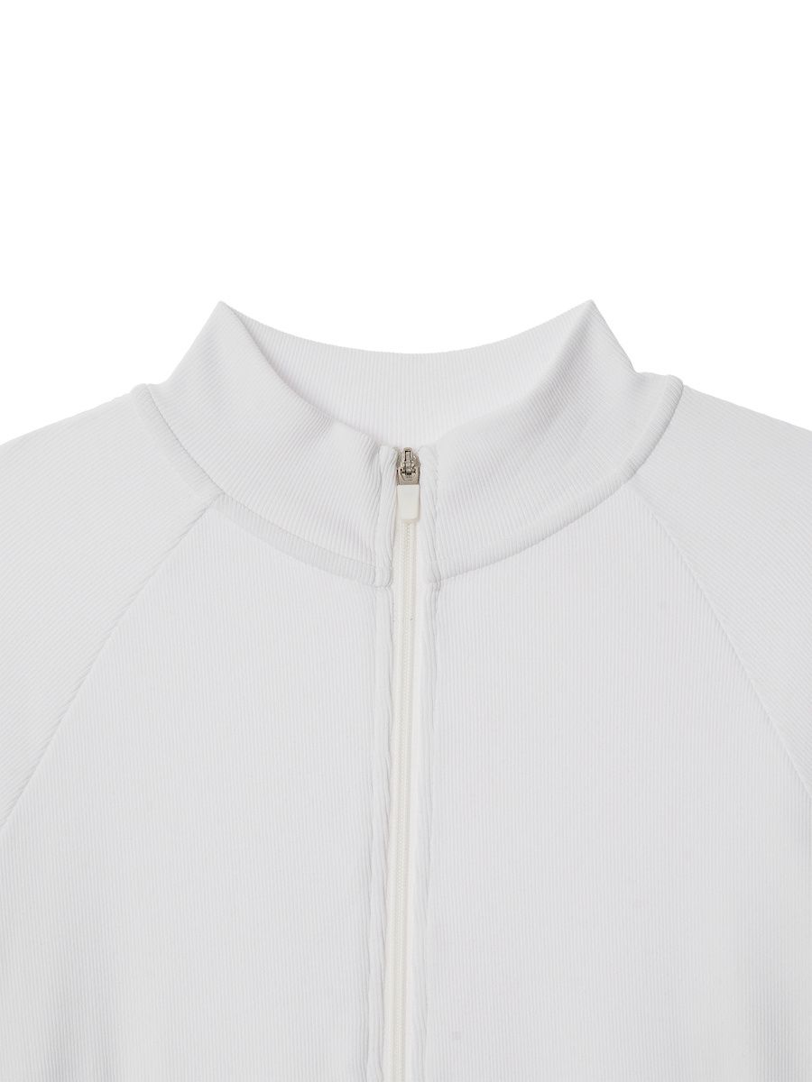 MUSINSA公式 | GLOWNY G CLASSIC RIB TRACK ZIP-UP (WHITE)