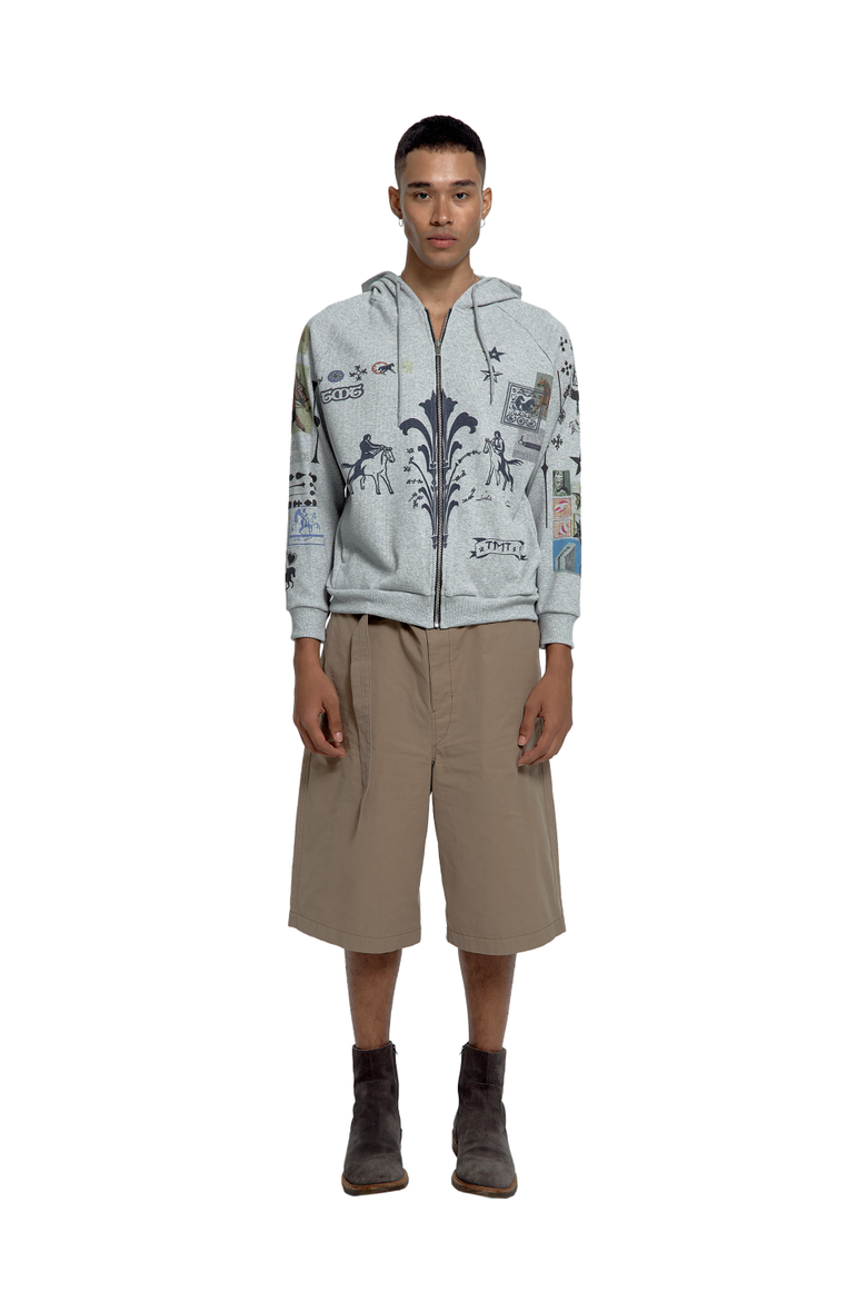 MUSINSA | TOOMUCHTAX PRINTED WAFFLE HOODIE ZIP-UP