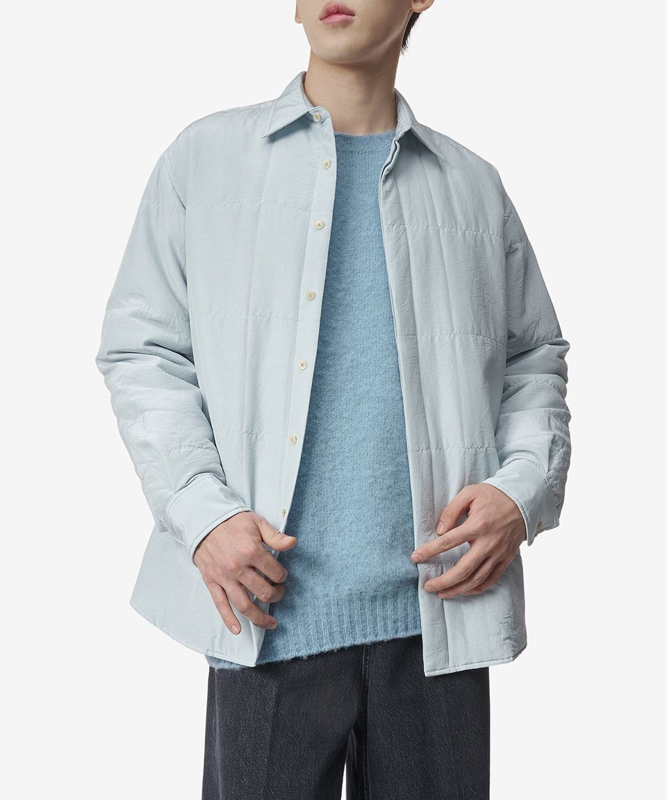 MUSINSA | AURALEE Quilted Light Silk Cotton Shirt - Light Blue