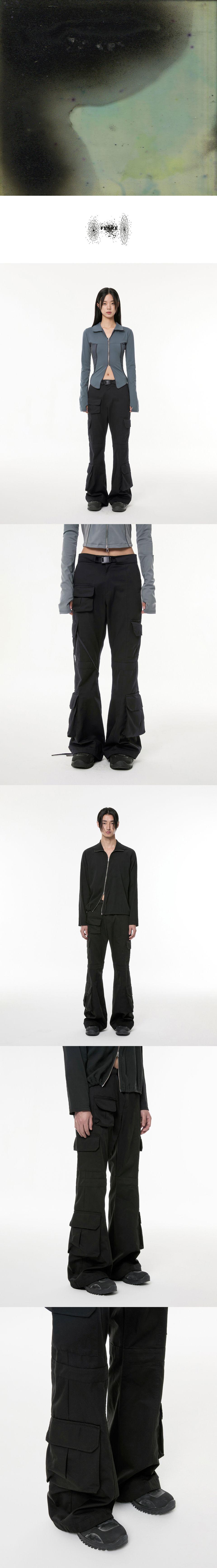 MUSINSA公式 | FLAREUP 5.cargo Flare Pants (FL-234_Black)