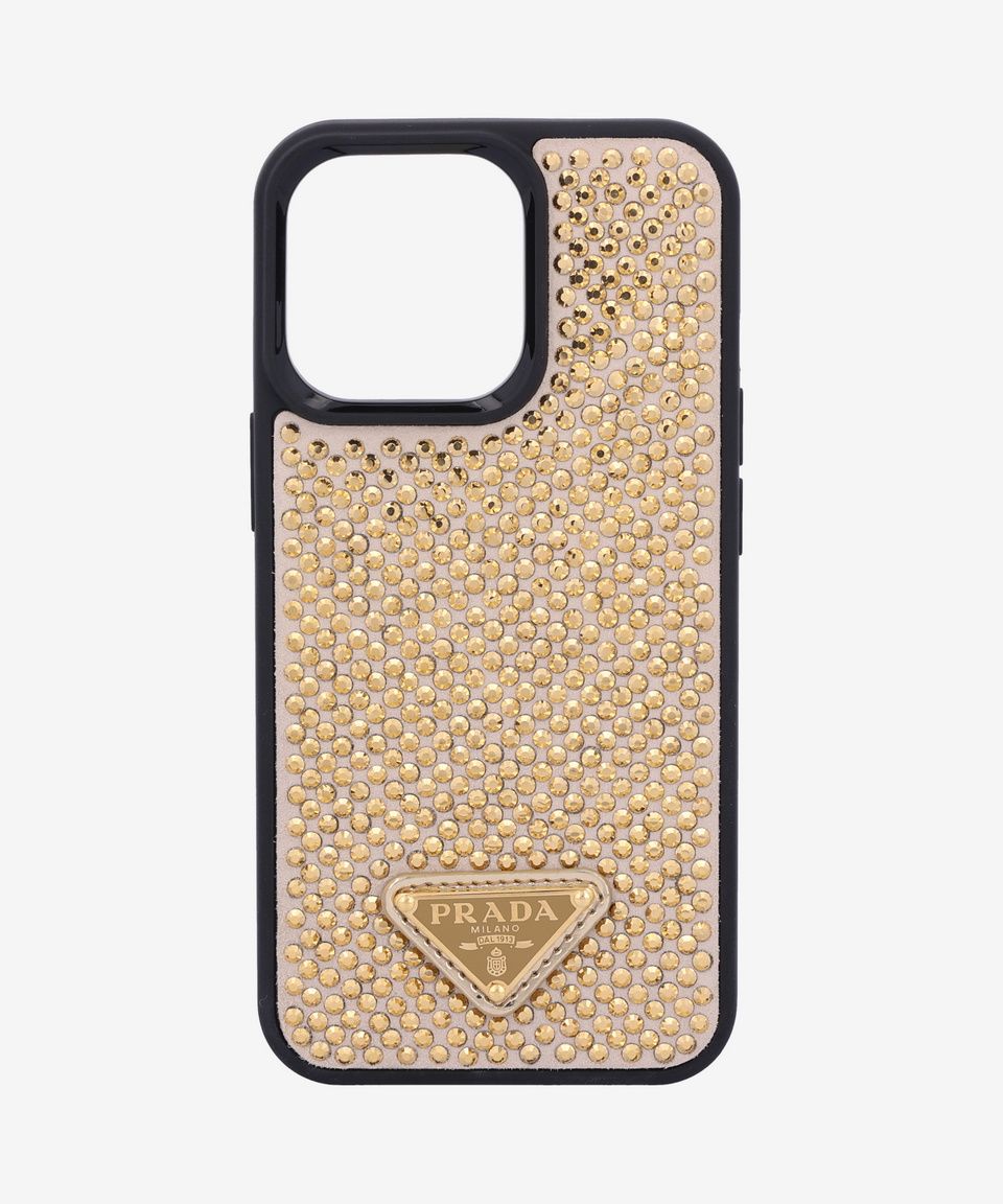 MUSINSA | PRADA Triangle Logo Rhinestone iPhone 13 Pro Case