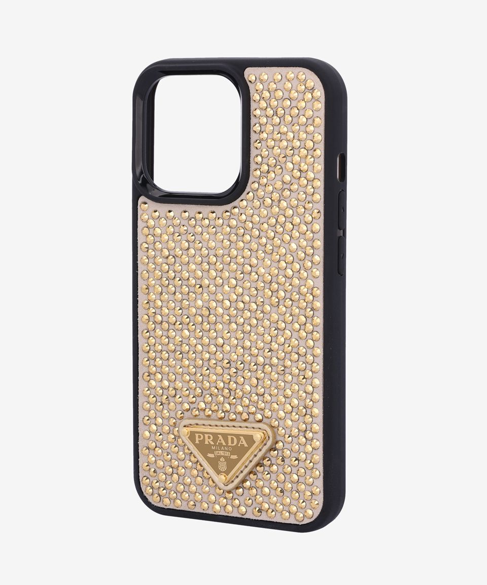 MUSINSA | PRADA Triangle Logo Rhinestone iPhone 13 Pro Case