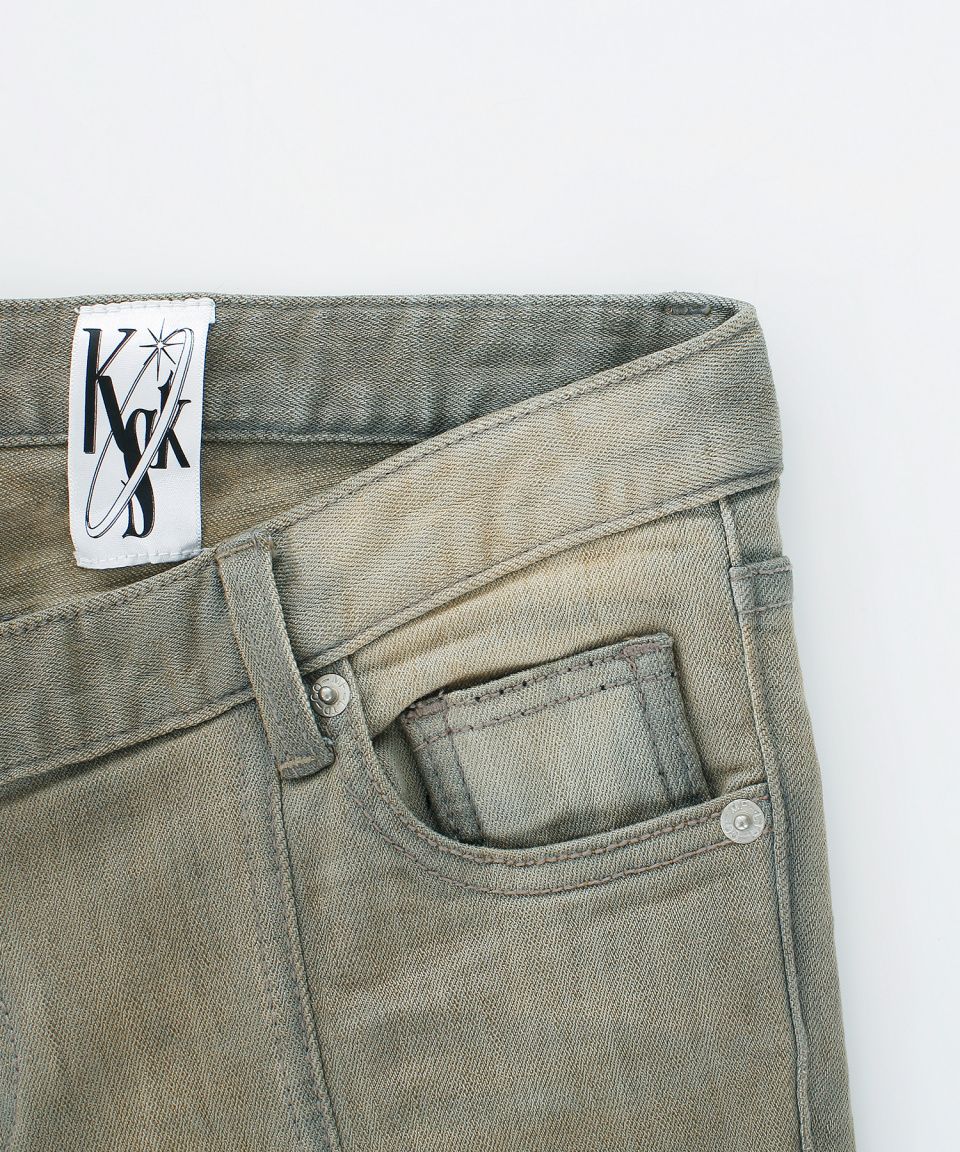MUSINSA公式 | KASHIKO Low rise Washing Denim Pants