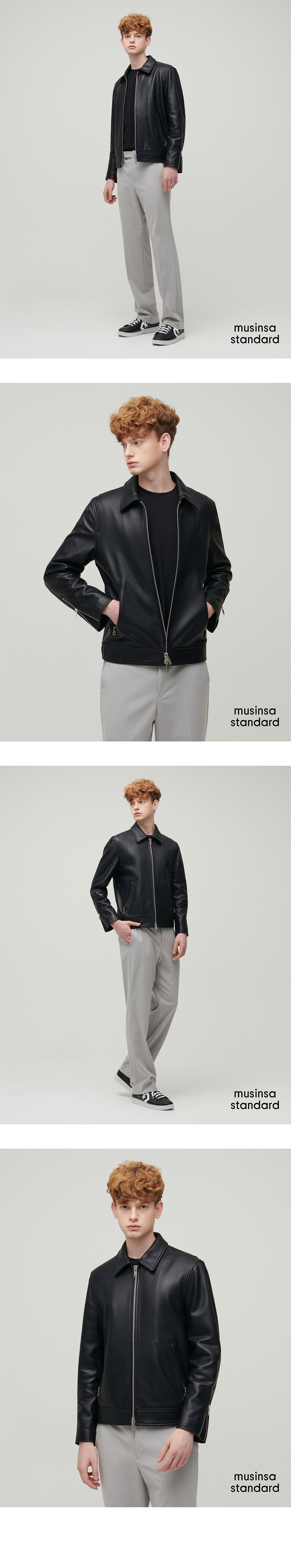 MUSINSA公式 | MUSINSA STANDARD LAMBSKIN SINGLE MOTORCYCLE JACKET_BLACK