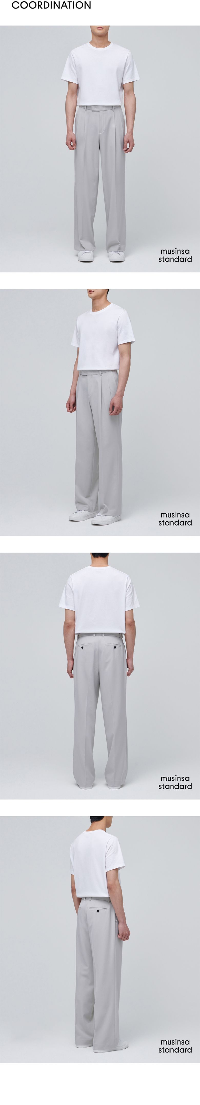 REAL WIDE HIDDEN ELASTIC WAISTBAND SLACKS_LIGHT GRAY