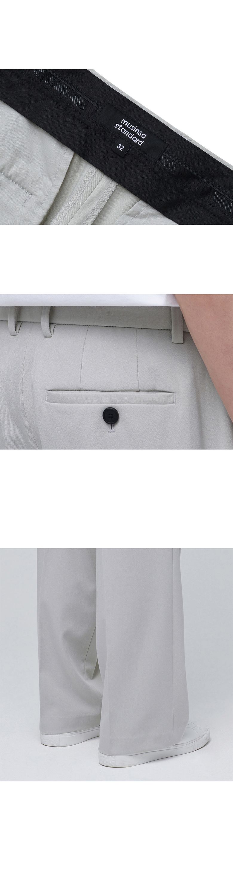 REAL WIDE HIDDEN ELASTIC WAISTBAND SLACKS_LIGHT GRAY