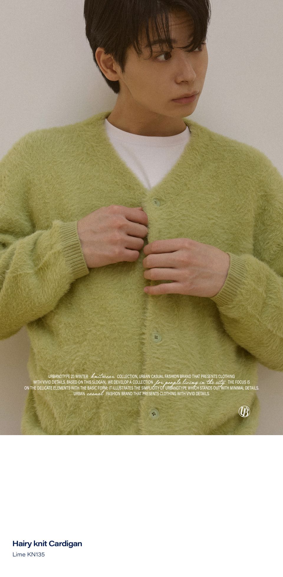 MUSINSA | URBANDTYPE Hairline Knit Cardigan_Lime_KN135