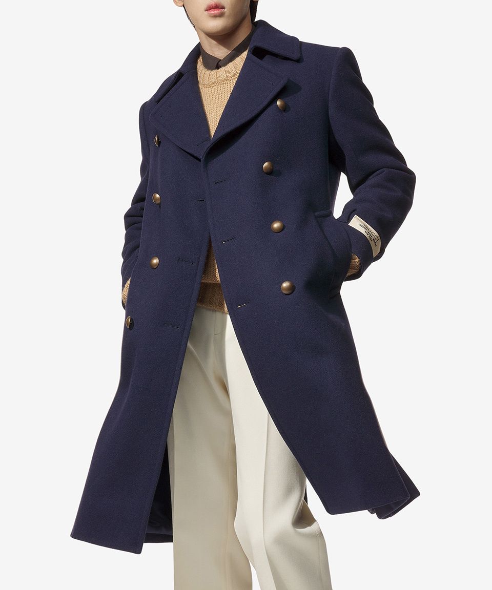 GUCCI ネイビー ダブルブレスト ロングコート GUCCI グッチ ダブルブレスト ネイビーコート