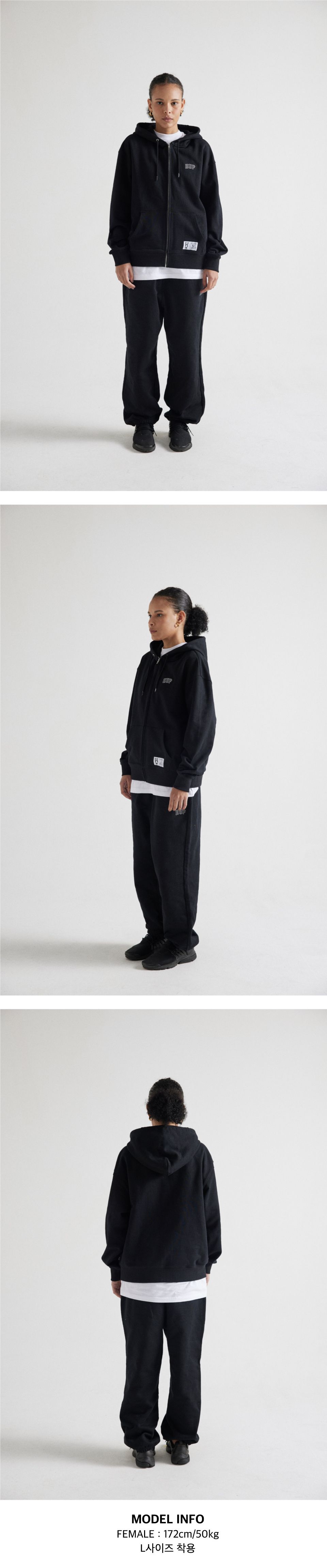 MUSINSA | HUF HUF ARCH LOGO HOODIE ZIP UP [BLACK]
