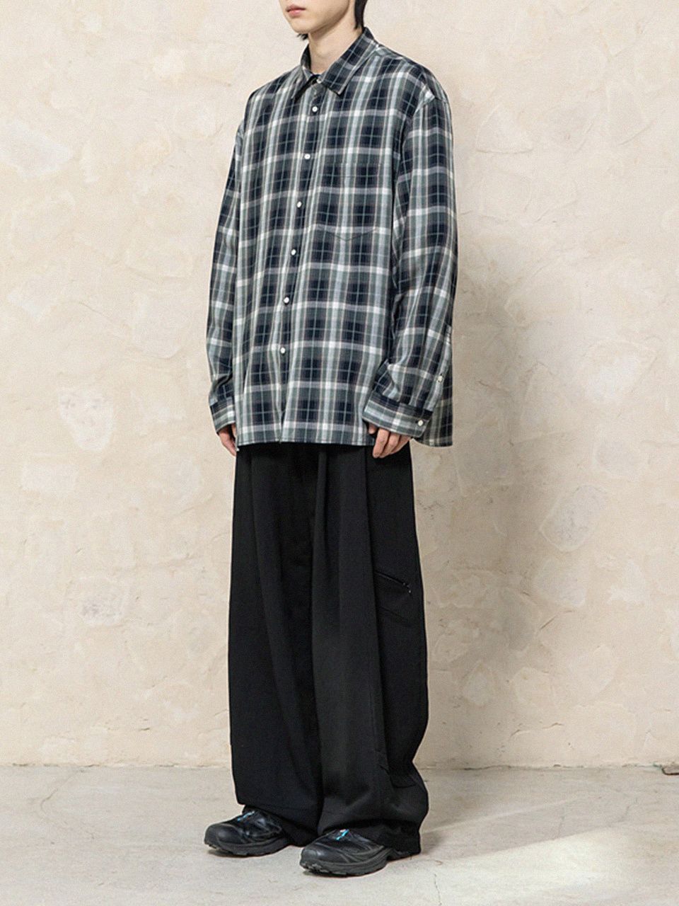 MUSINSA | BEGIN202 Rayon Ombre Check Shirt