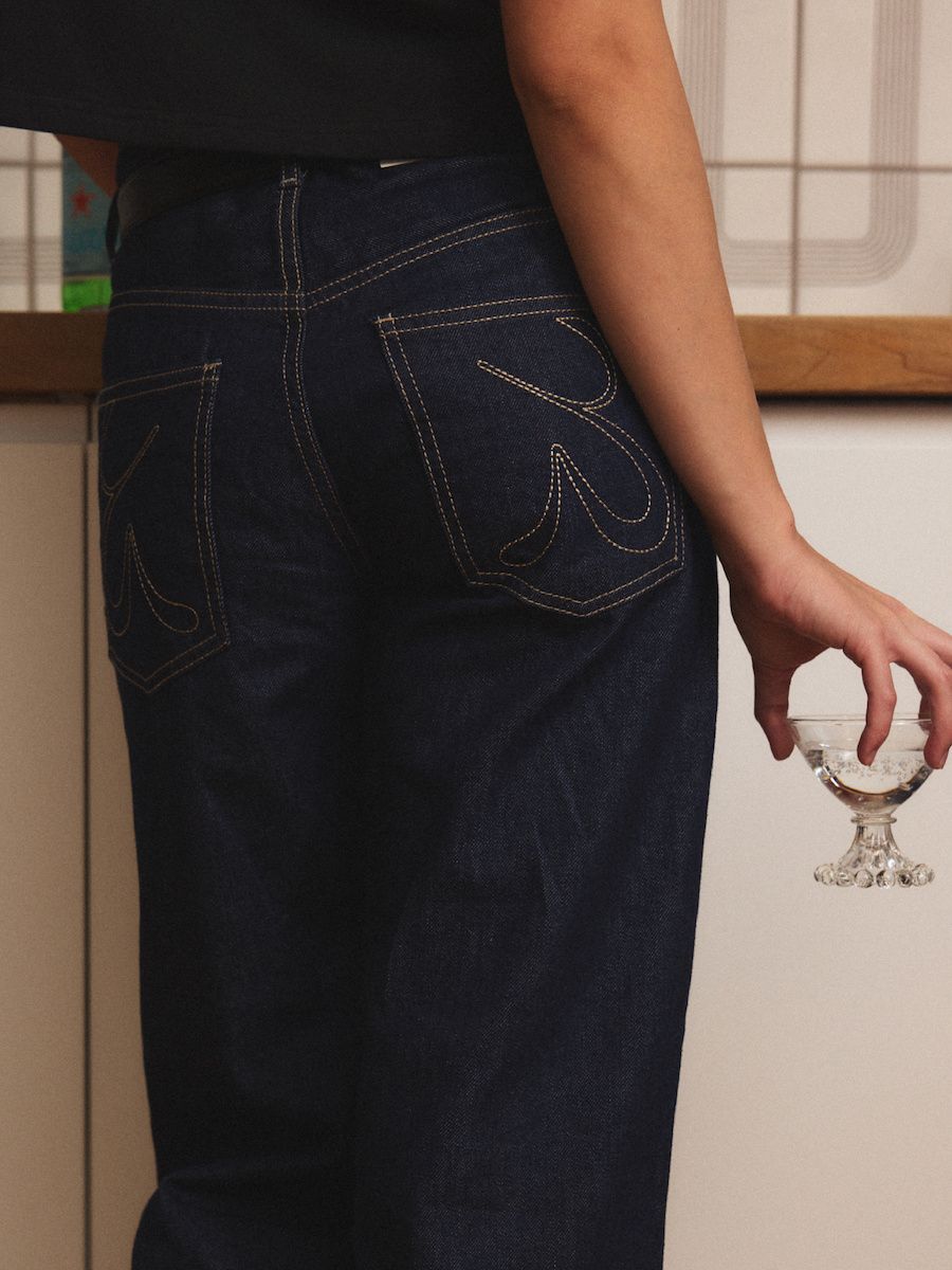 MUSINSA | GLOWNY 901 LOW-RISE WIDE LEG JEANS (DEEP BLUE)