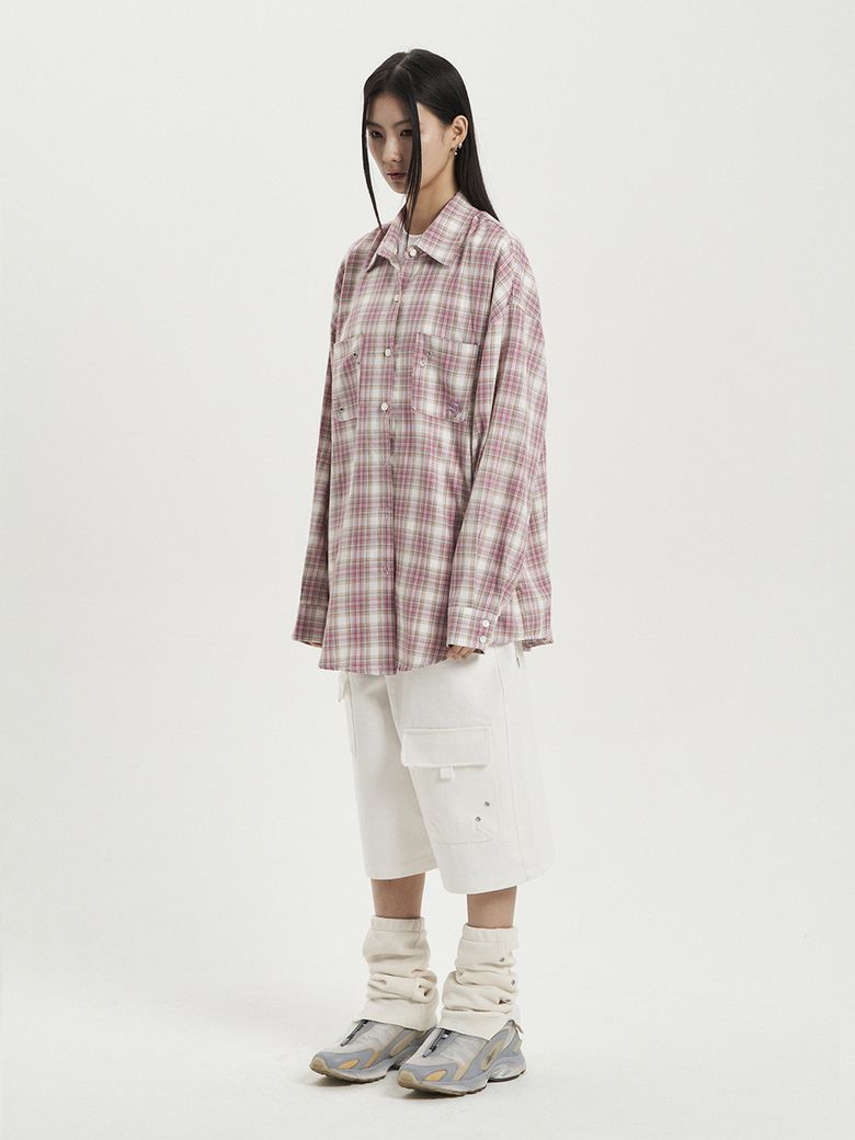 MUSINSA公式 | SETUPEXE OVER CHECK SHIRT / PINK