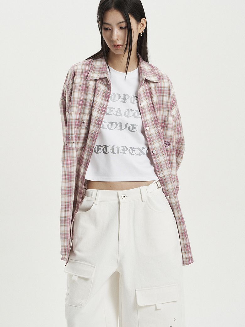 MUSINSA公式 | SETUPEXE OVER CHECK SHIRT / PINK