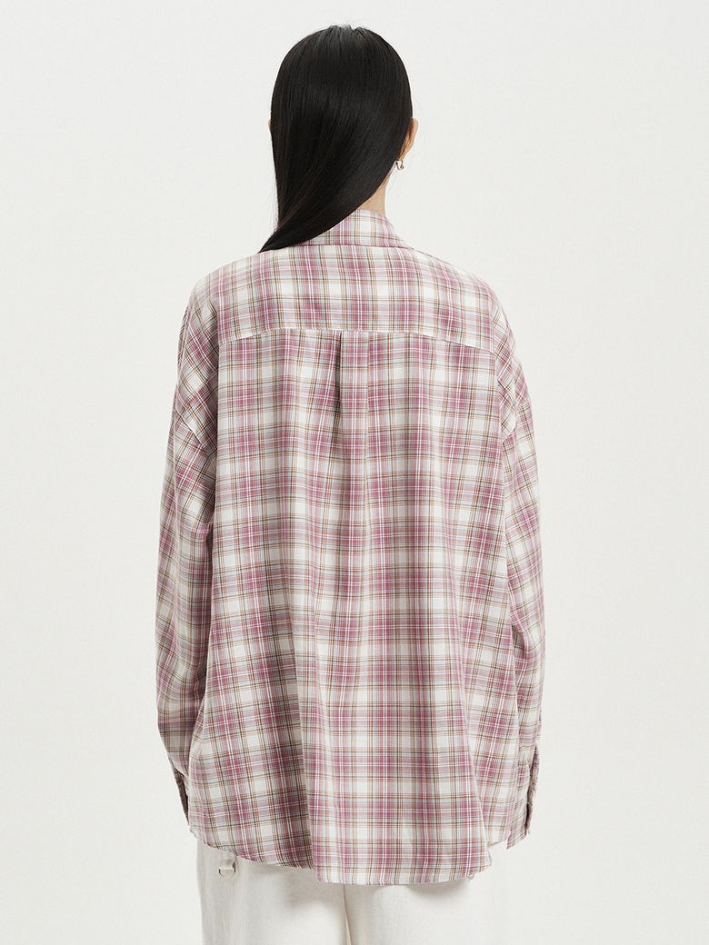 MUSINSA公式 | SETUPEXE OVER CHECK SHIRT / PINK