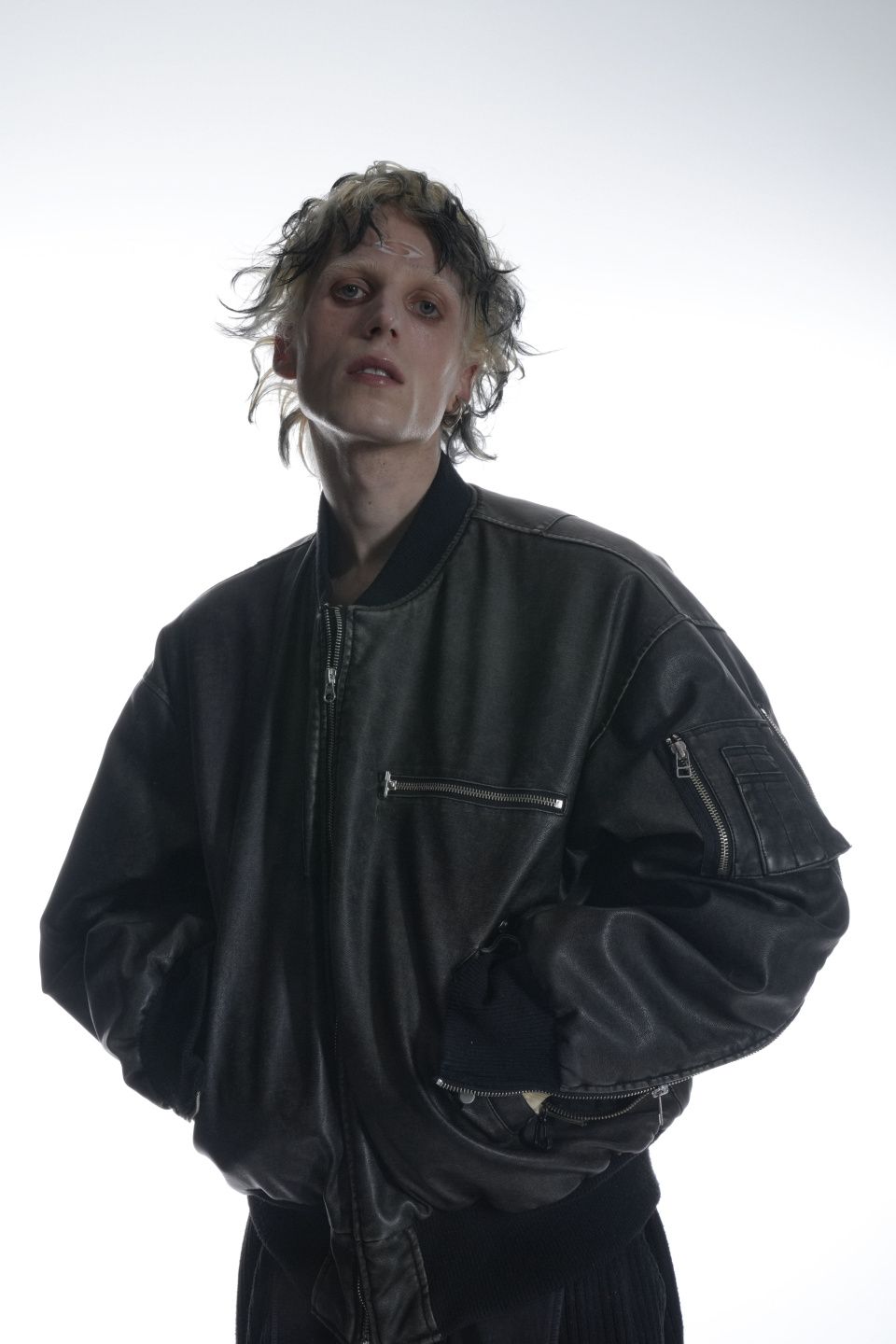 MUSINSA公式 | GRAILZ MULTI ZIPPER BOMBER LEATHER JACKET [BLACK]