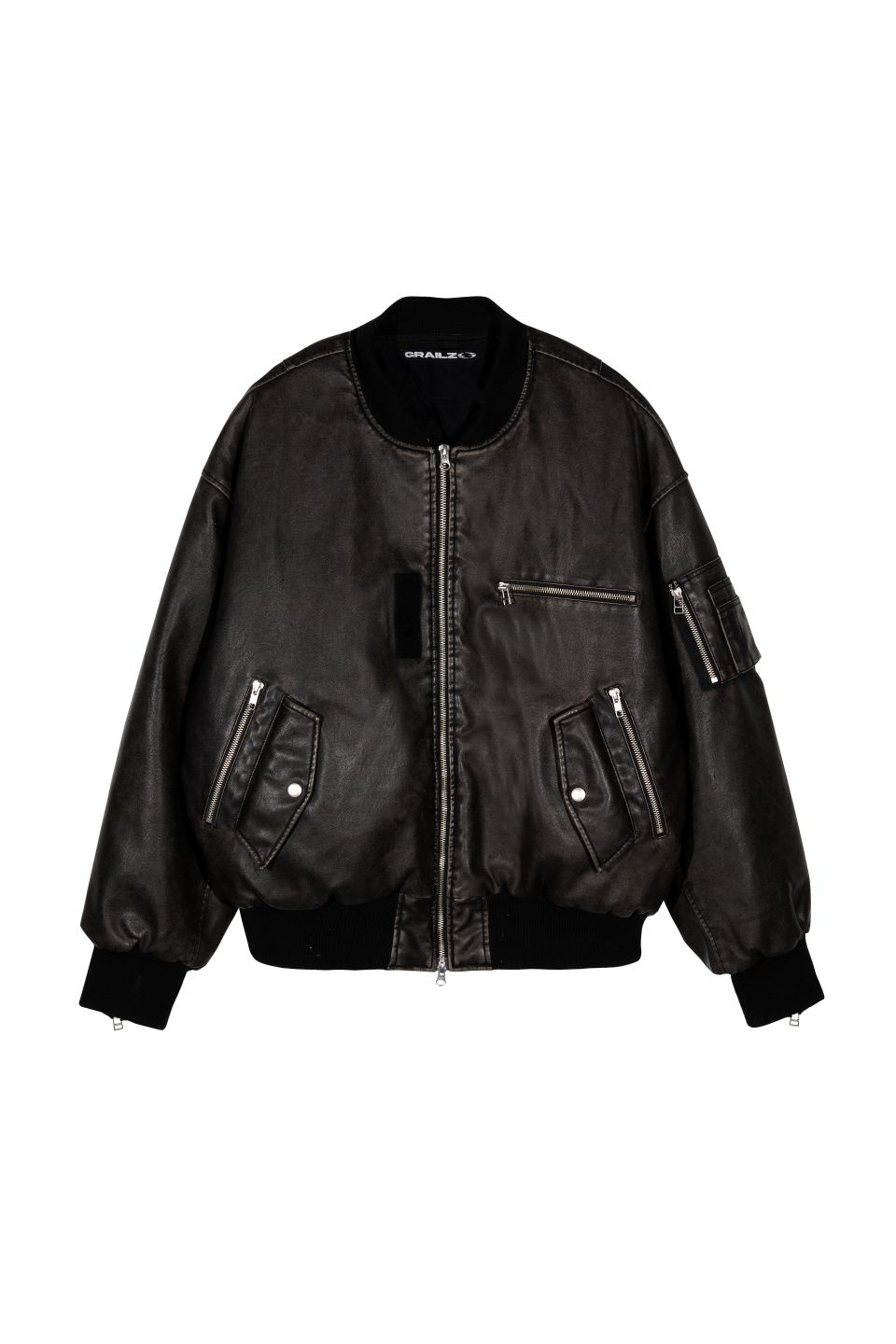 MUSINSA公式 | GRAILZ MULTI ZIPPER BOMBER LEATHER JACKET [BLACK]