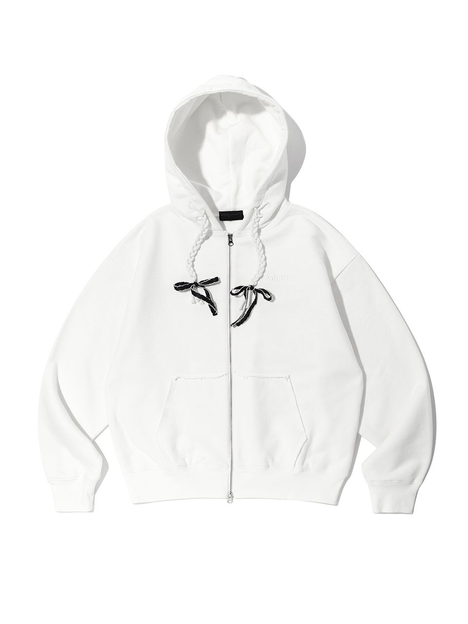 MUSINSA公式 | YOUHEE RIBBON DETAIL HOOD ZIP-UP WHITE