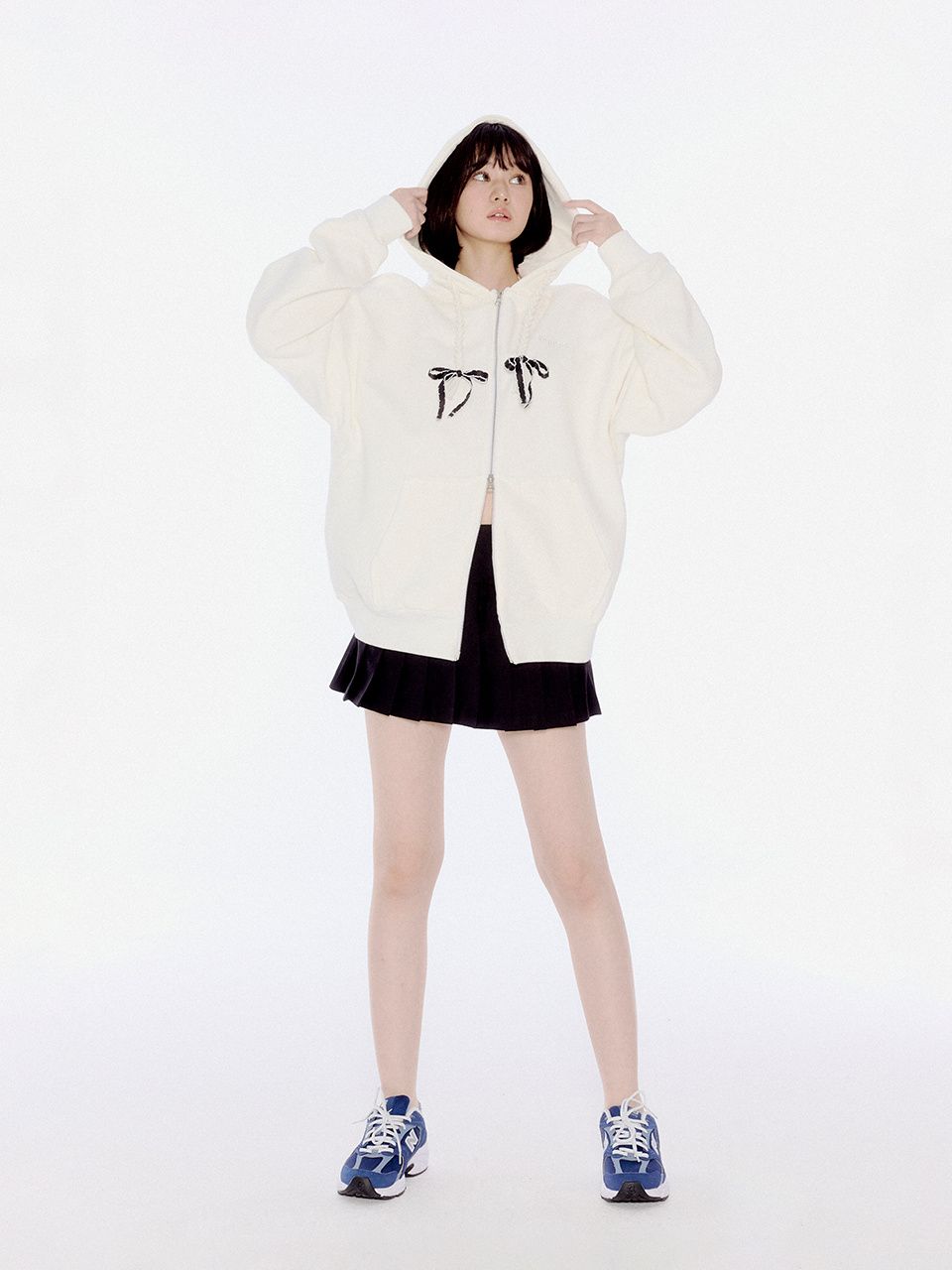 MUSINSA公式 | YOUHEE RIBBON DETAIL HOOD ZIP-UP WHITE
