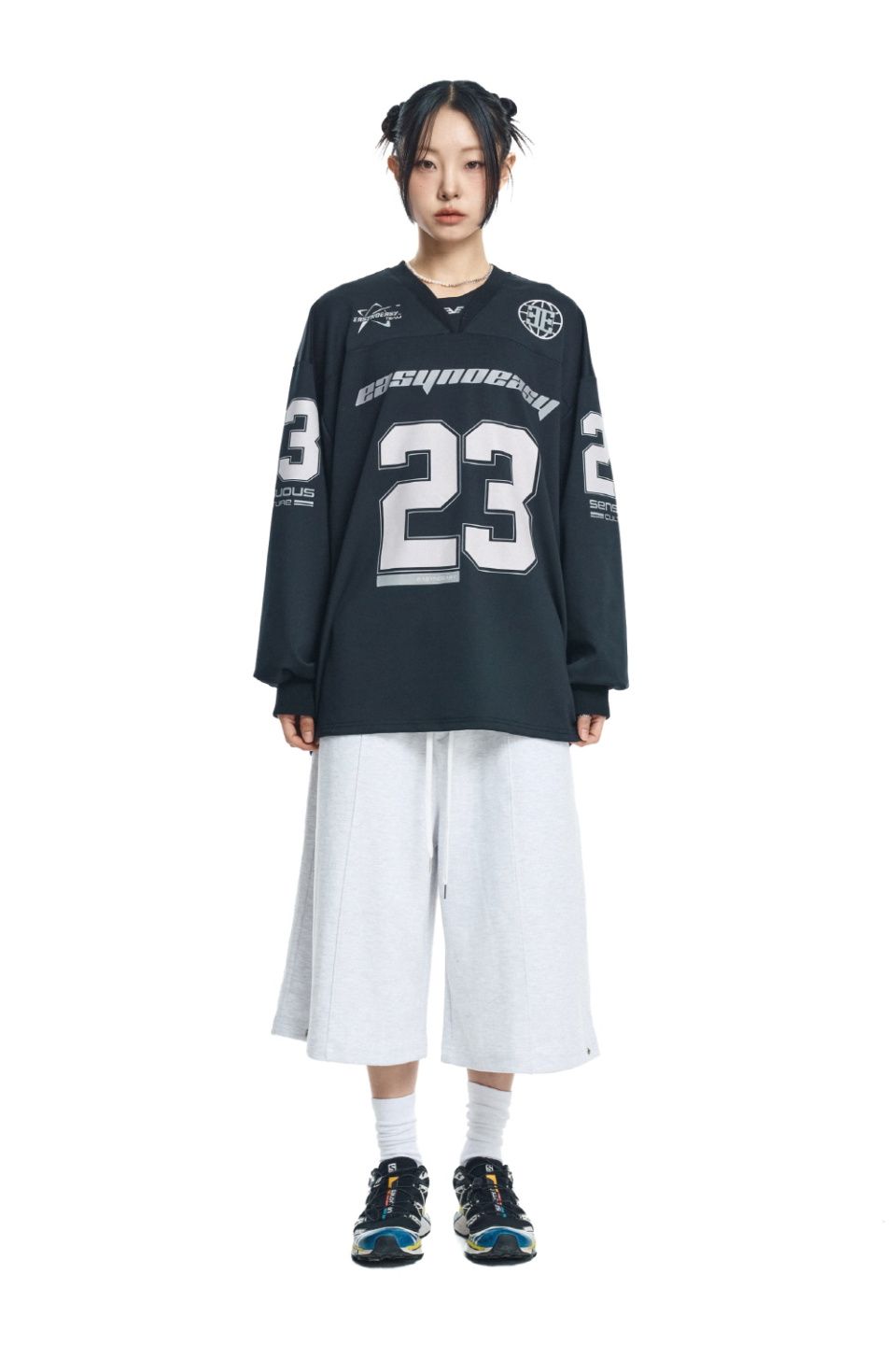 MUSINSA | EASY NO EASY Long Sleeve Football Jersey - Black