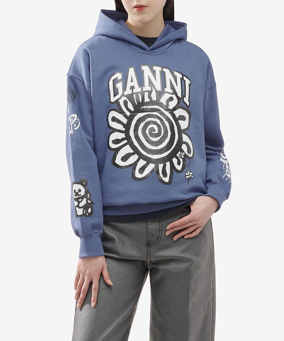 GANNI グレー フード付きパーカー GANNI ジップ パーカー | グレー | FARFETCH JP